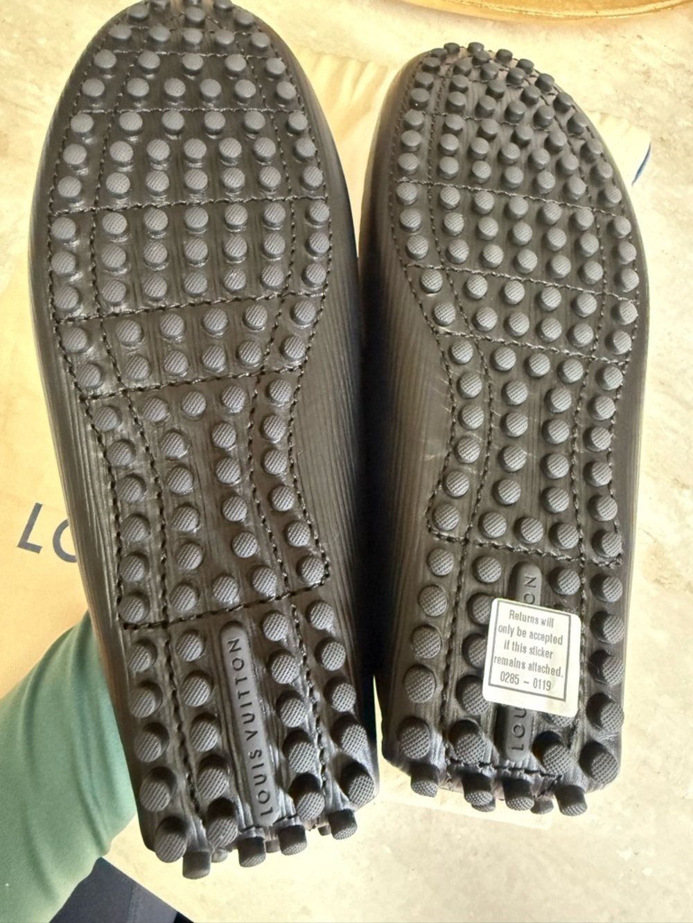 SOLD!!! Louis Vuitton Black Leather LV Logo Slip-On Loafers - Picture 9 of 10